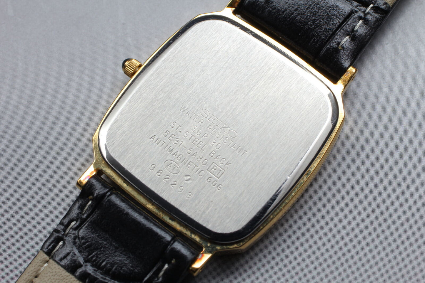 ⏯ [Near Mint] Seiko Dolce 5E31-5A80 Gold SGP30 Square Quartz Men's Watch JAPAN