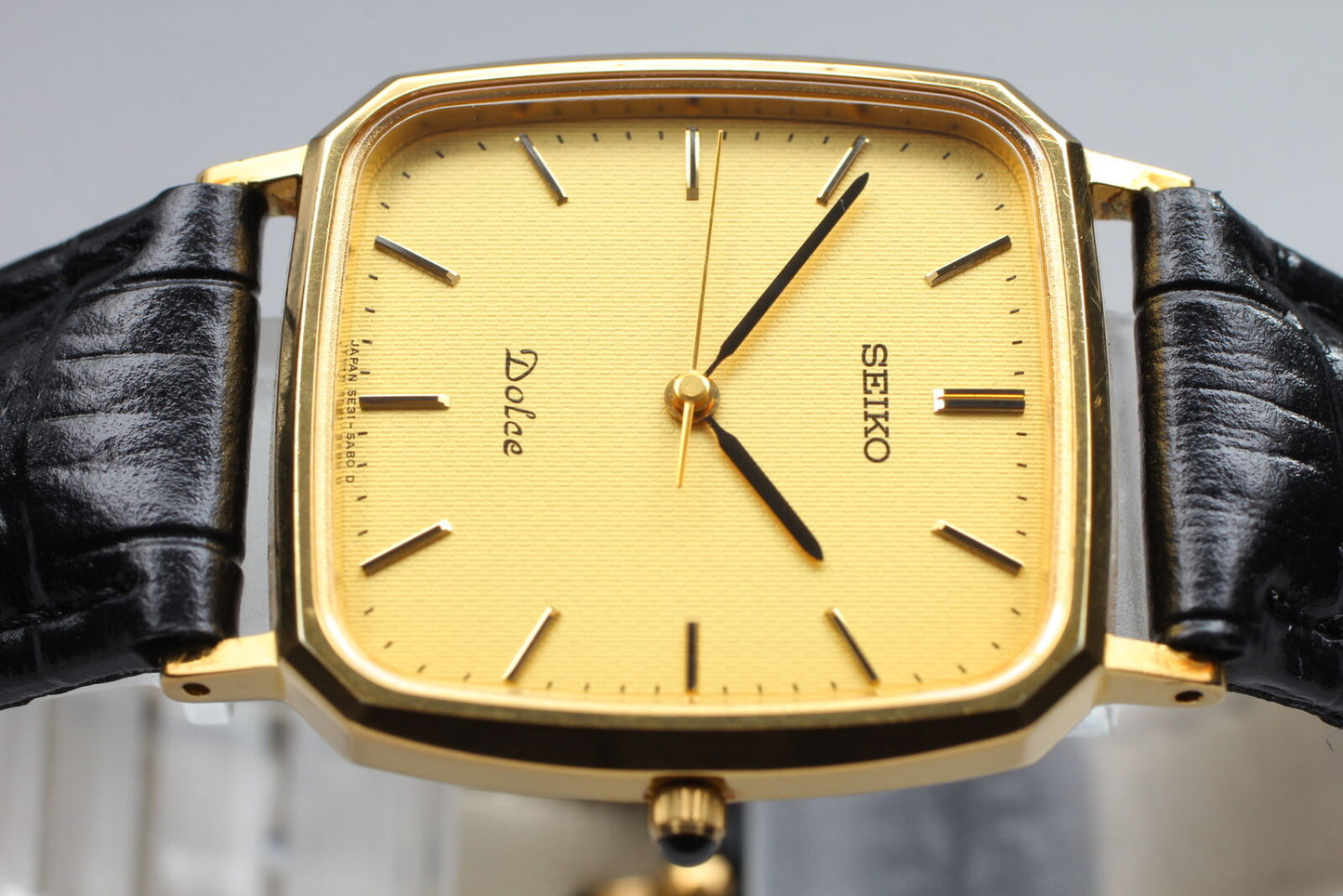 ⏯ [Near Mint] Seiko Dolce 5E31-5A80 Gold SGP30 Square Quartz Men's Watch JAPAN