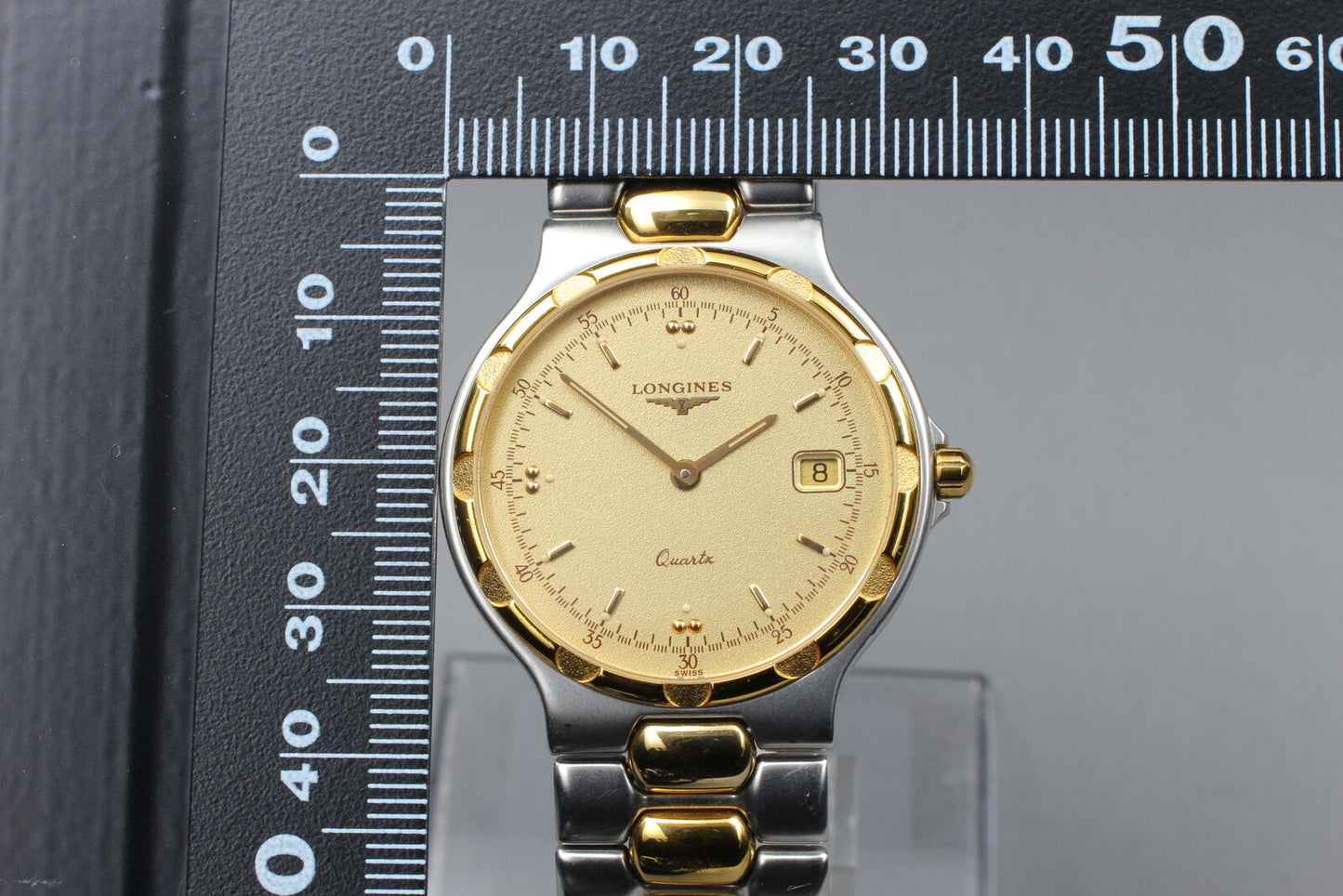 ⏯ [Near MINT] LONGINES Conquest L1.614.3 Quartz Date Gold Dial Men's Watch JAPAN