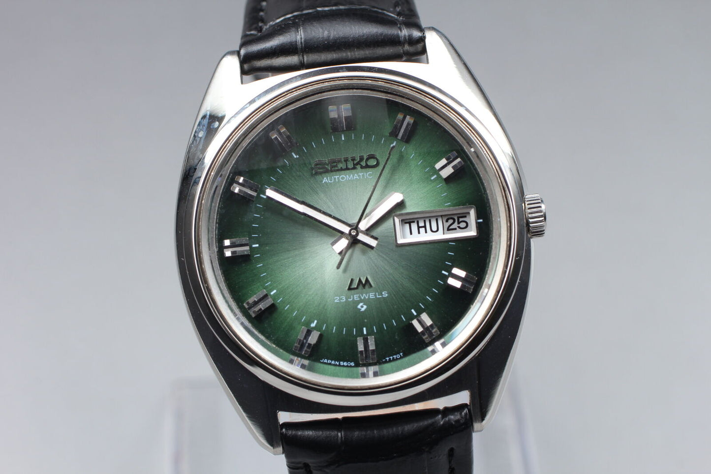 ⏯ New glass [N MINT] Seiko LORD MATIC 5606-7231 AT Green 6-Sided Cut Glass JAPAN