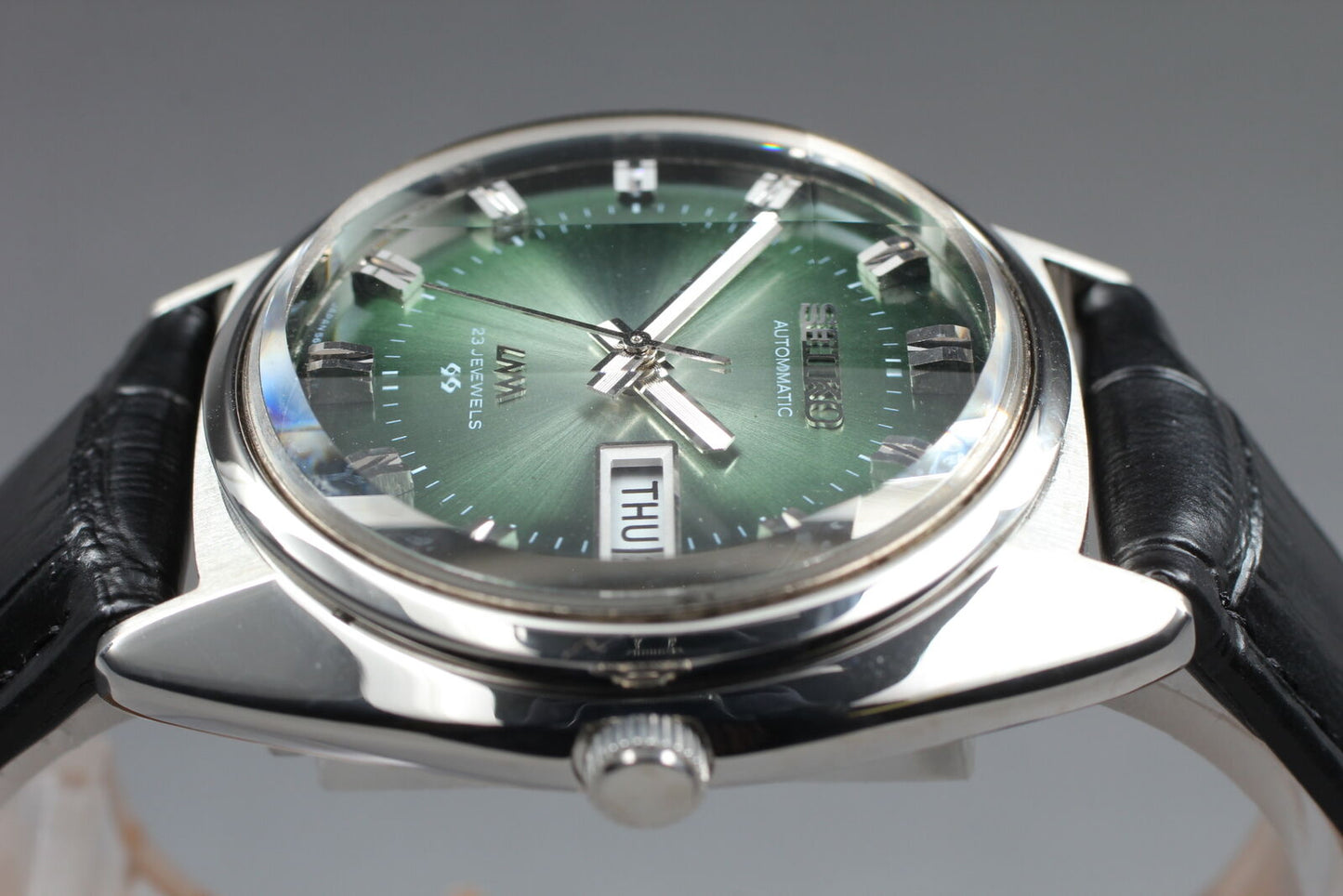 ⏯ New glass [N MINT] Seiko LORD MATIC 5606-7231 AT Green 6-Sided Cut Glass JAPAN