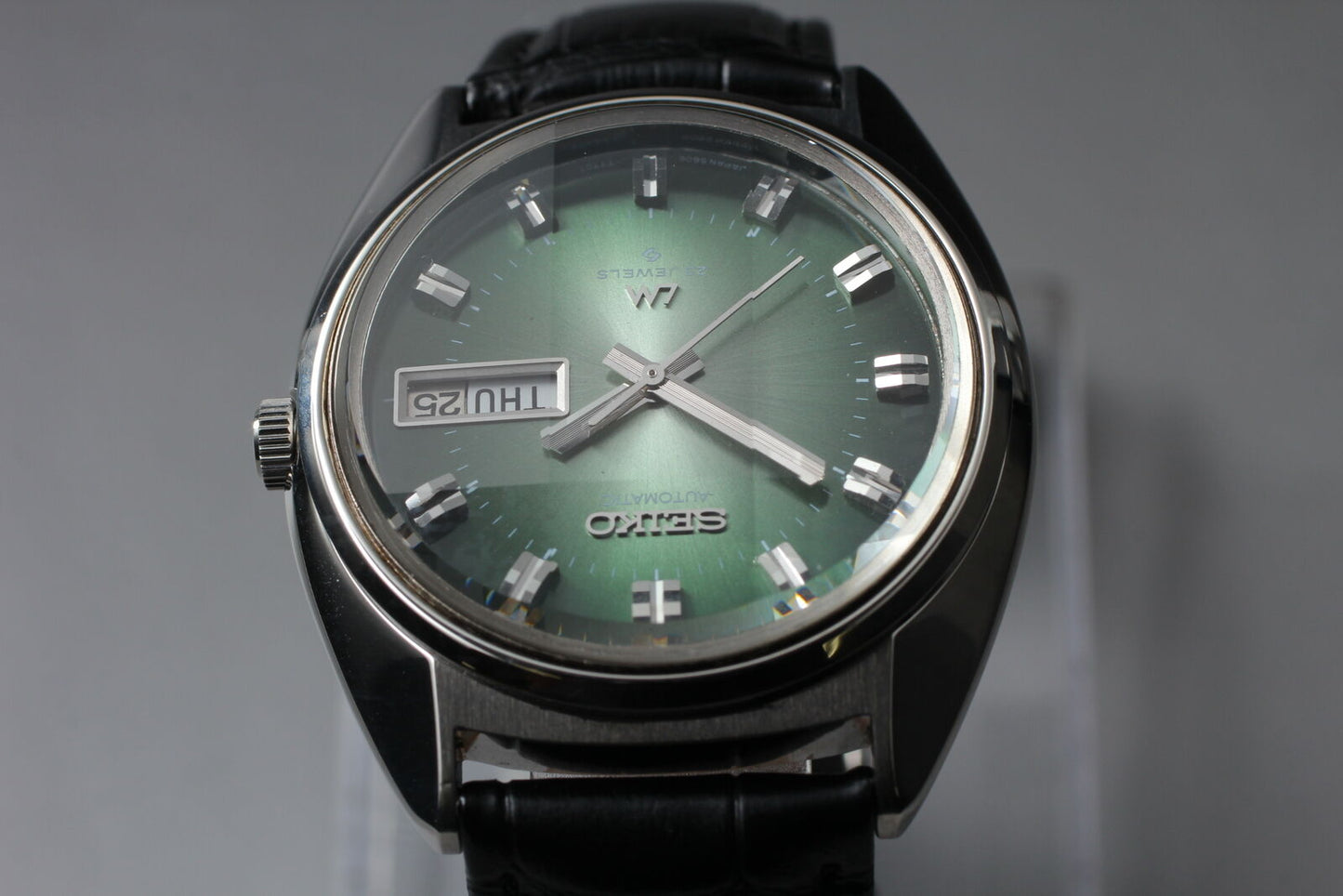 ⏯ New glass [N MINT] Seiko LORD MATIC 5606-7231 AT Green 6-Sided Cut Glass JAPAN