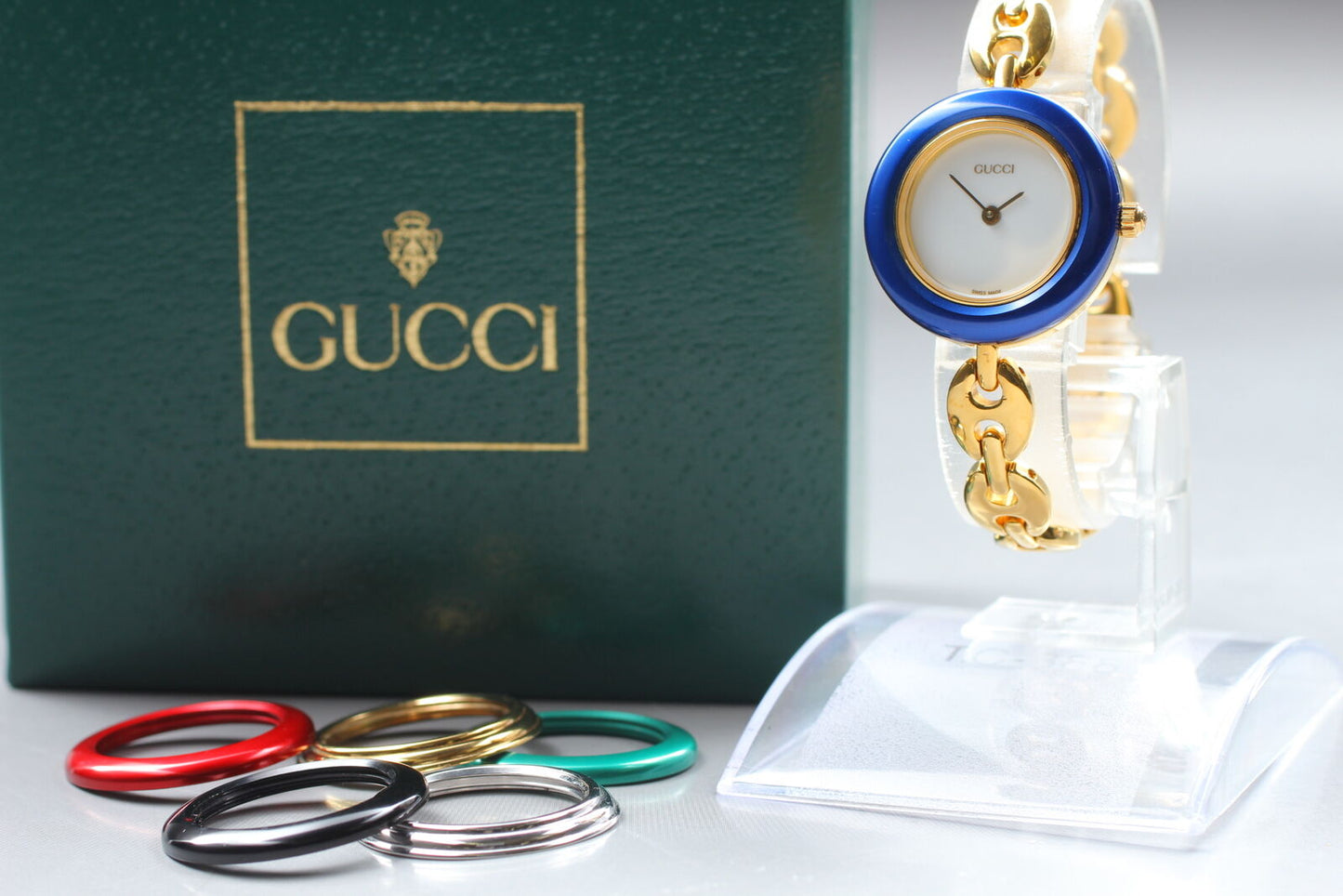 ⏯ [Near MINT in Box] GUCCI 11/12.2 Change Bezel 6 Color Women's Qz Watch JAPAN